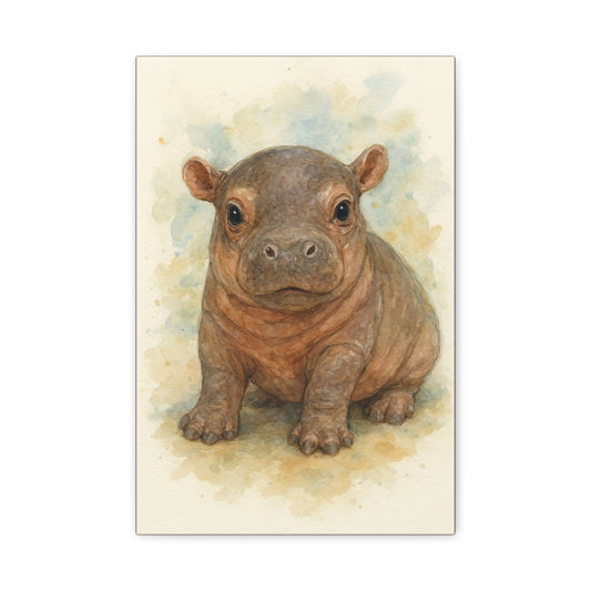 Baby Hippo-Canvas Wall Art - Savanah Collection