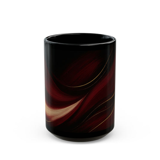Rose Alloy-Soulful Collection-Red & Gold Swirl Black Coffee Mug — 11oz/15oz