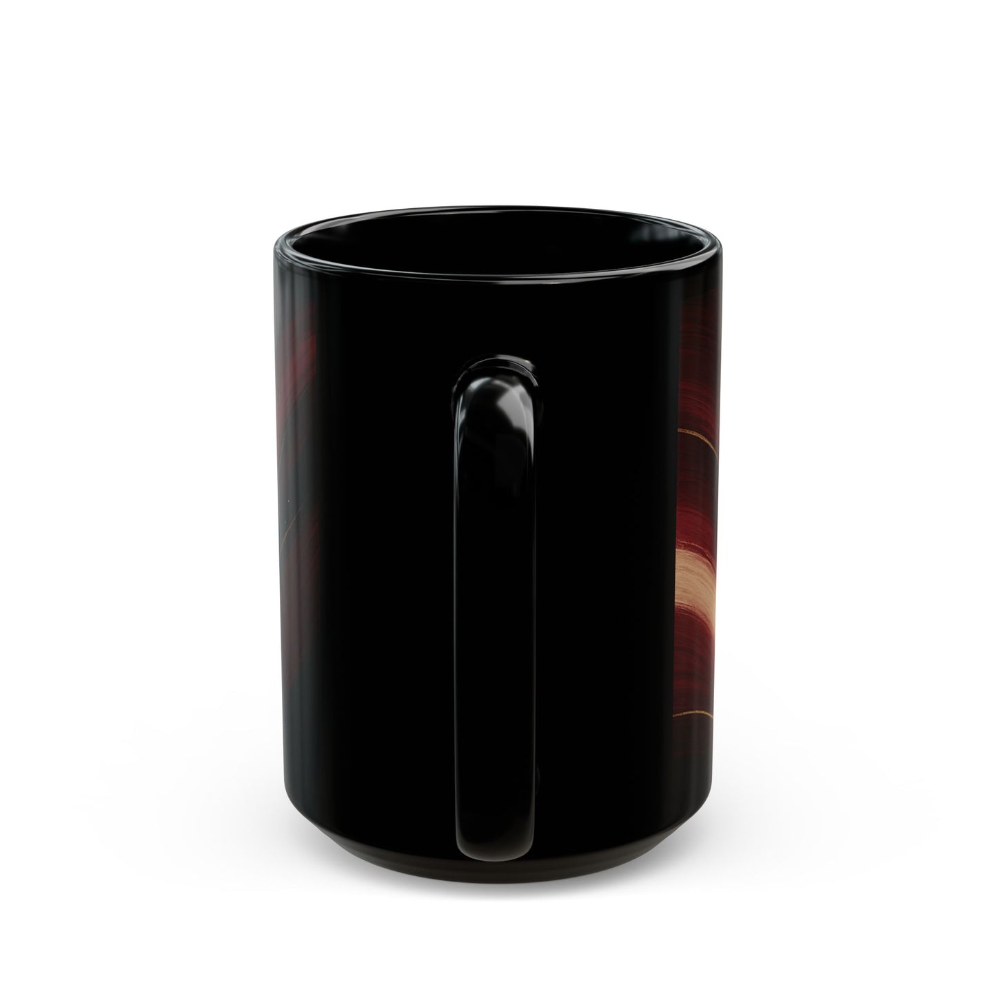 Rose Alloy-Soulful Collection-Red & Gold Swirl Black Coffee Mug — 11oz/15oz
