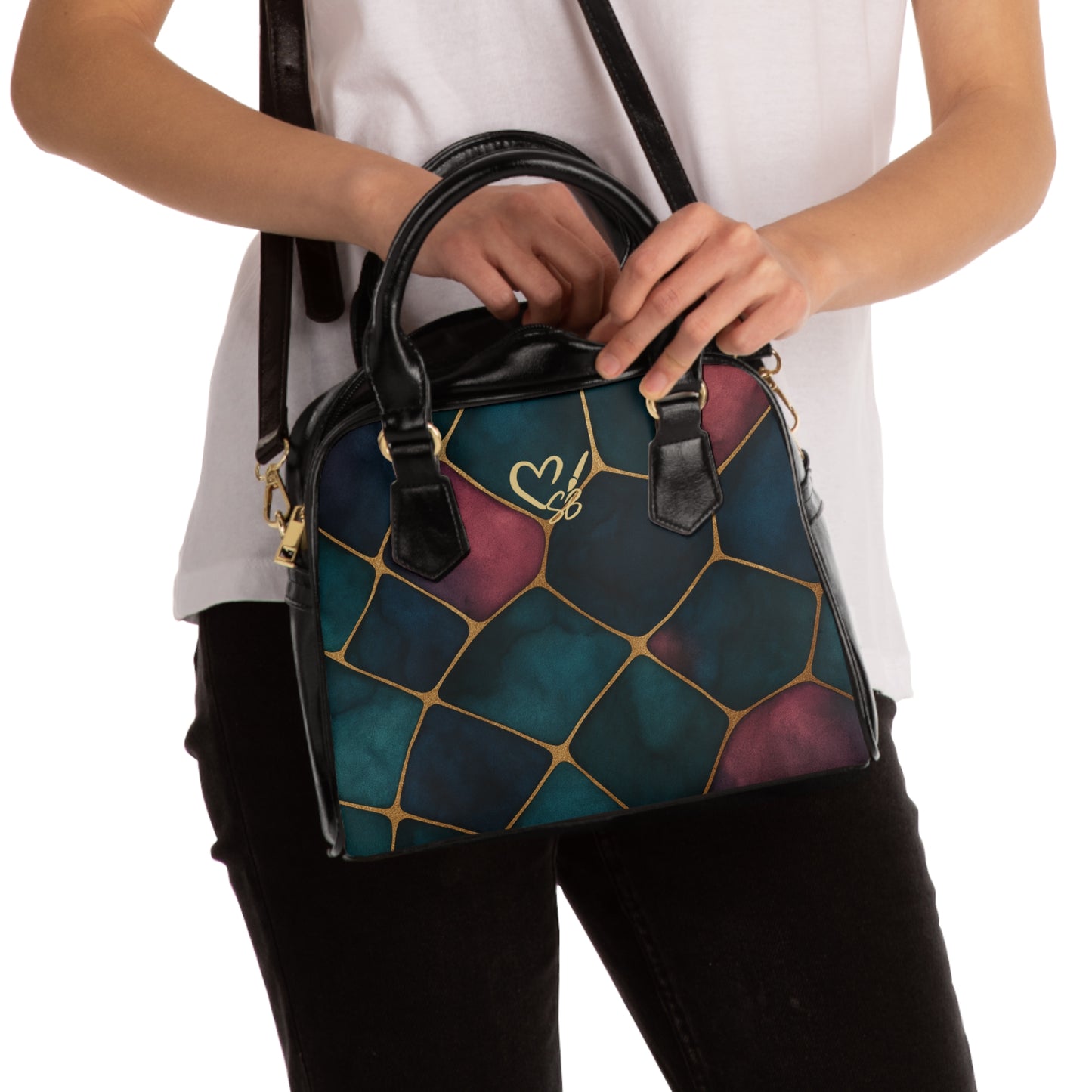 Jada-2025 Artisian Collection- Geometric Shoulder Handbag – Stained Glass Mosaic Pattern