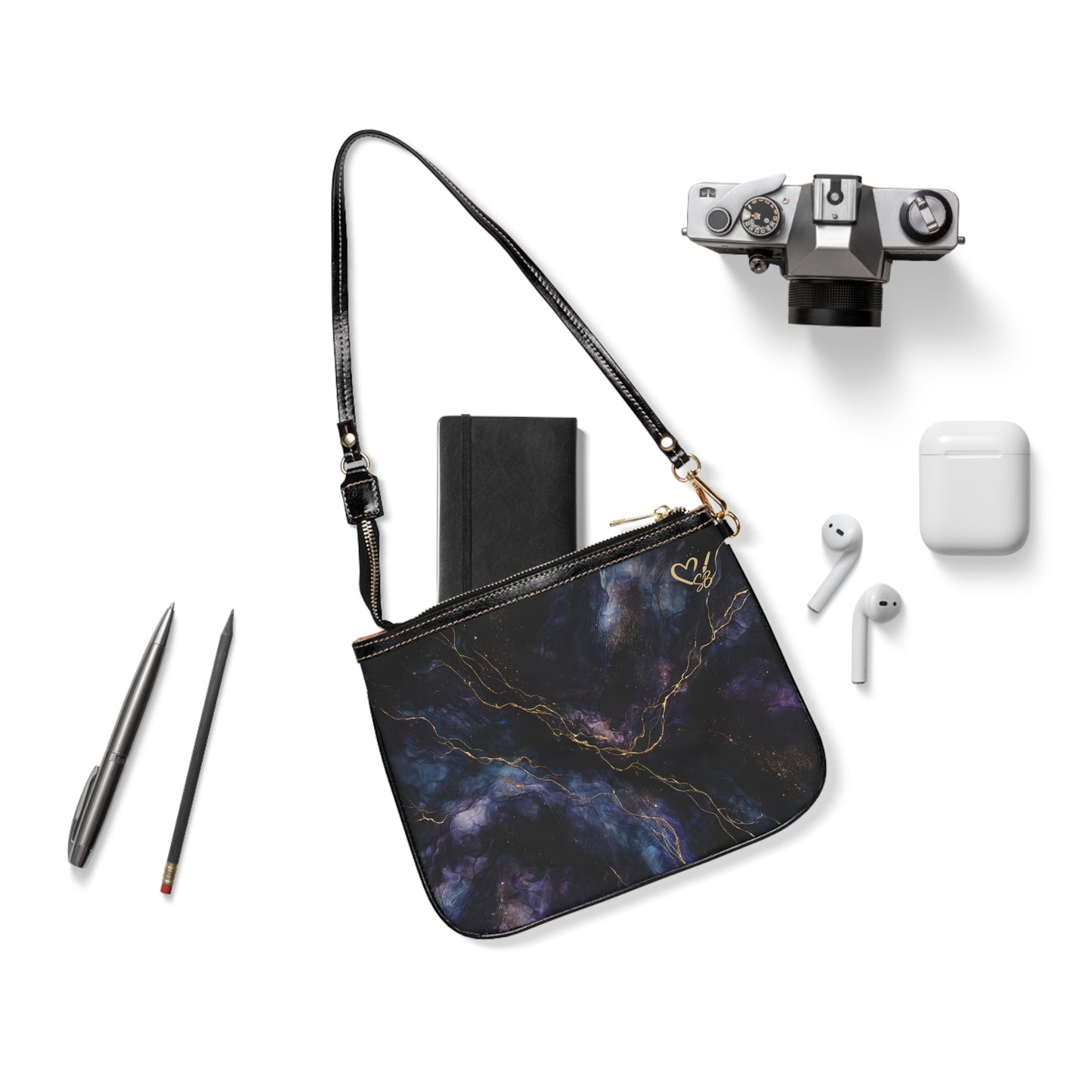 Onyx-2025 Artisan Luxe Collection-Small Shoulder Bag — Gold Vein Evening Purse