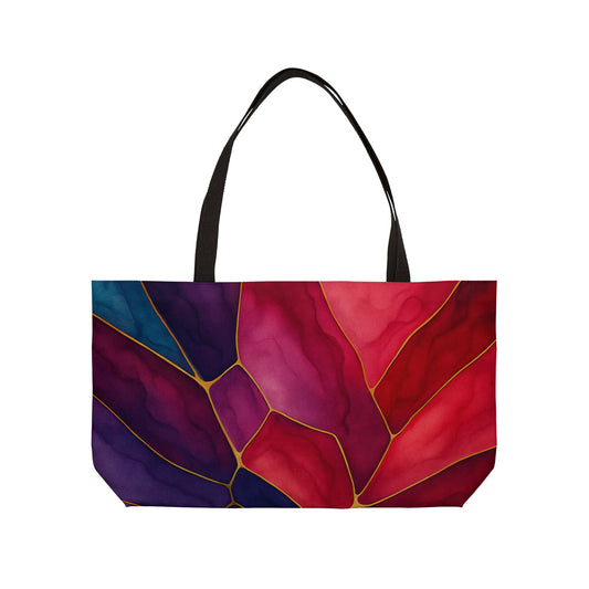 Shelby-2025 Artisan Luxe Collection- Weekender Tote Bag – Bold Red & Purple Travel Carryall