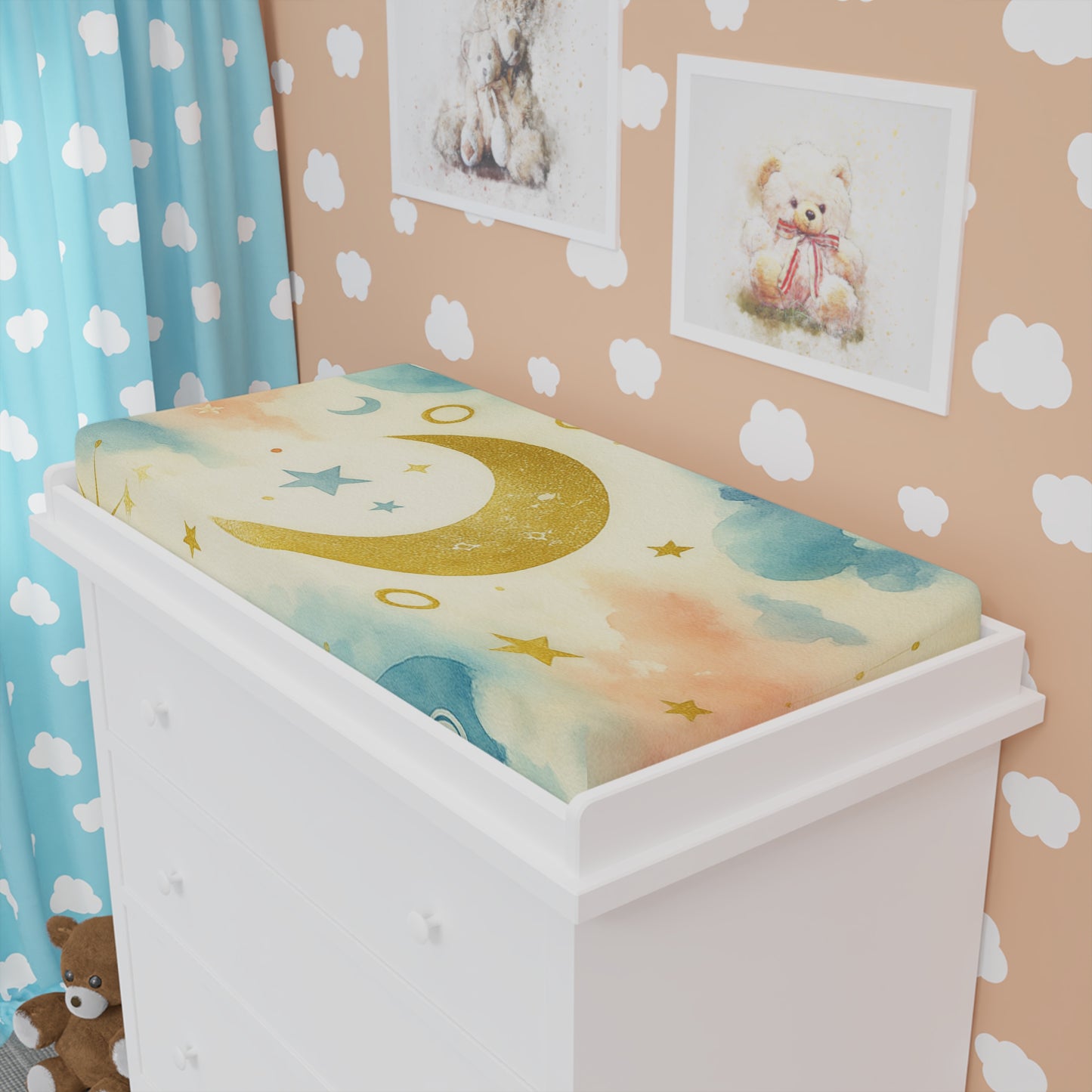 Celestial Moon-Celestial Baby Changing Pad Cover - Space Theme Nursery Decor