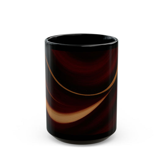 Rose Alloy 3-Soulful Collection-Black Ceramic Mug with Elegant Burgundy & Gold Swirl — 11oz/15oz