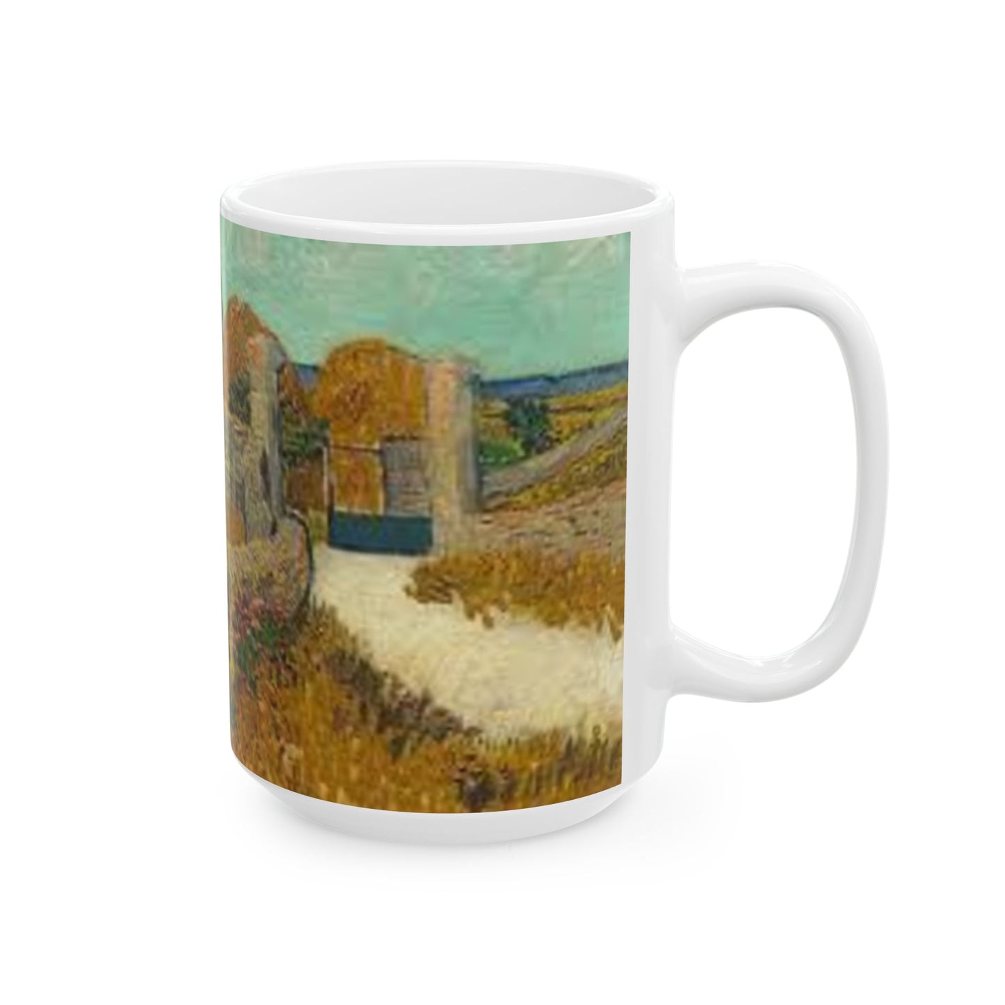 Van Gogh Landscape 2-Echoes of the Masters- Ceramic Mug — Serene Meadow & Sky Coffee Cup (11oz, 15oz)