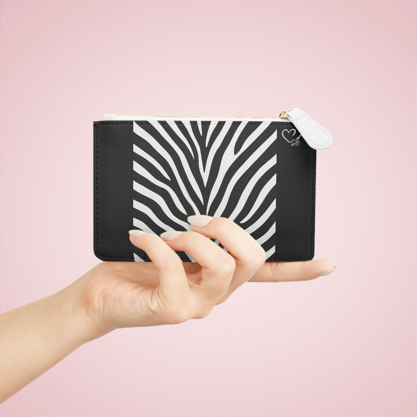 Zebra Stripe Mini Clutch Bag — Black & White Animal Print Pouch