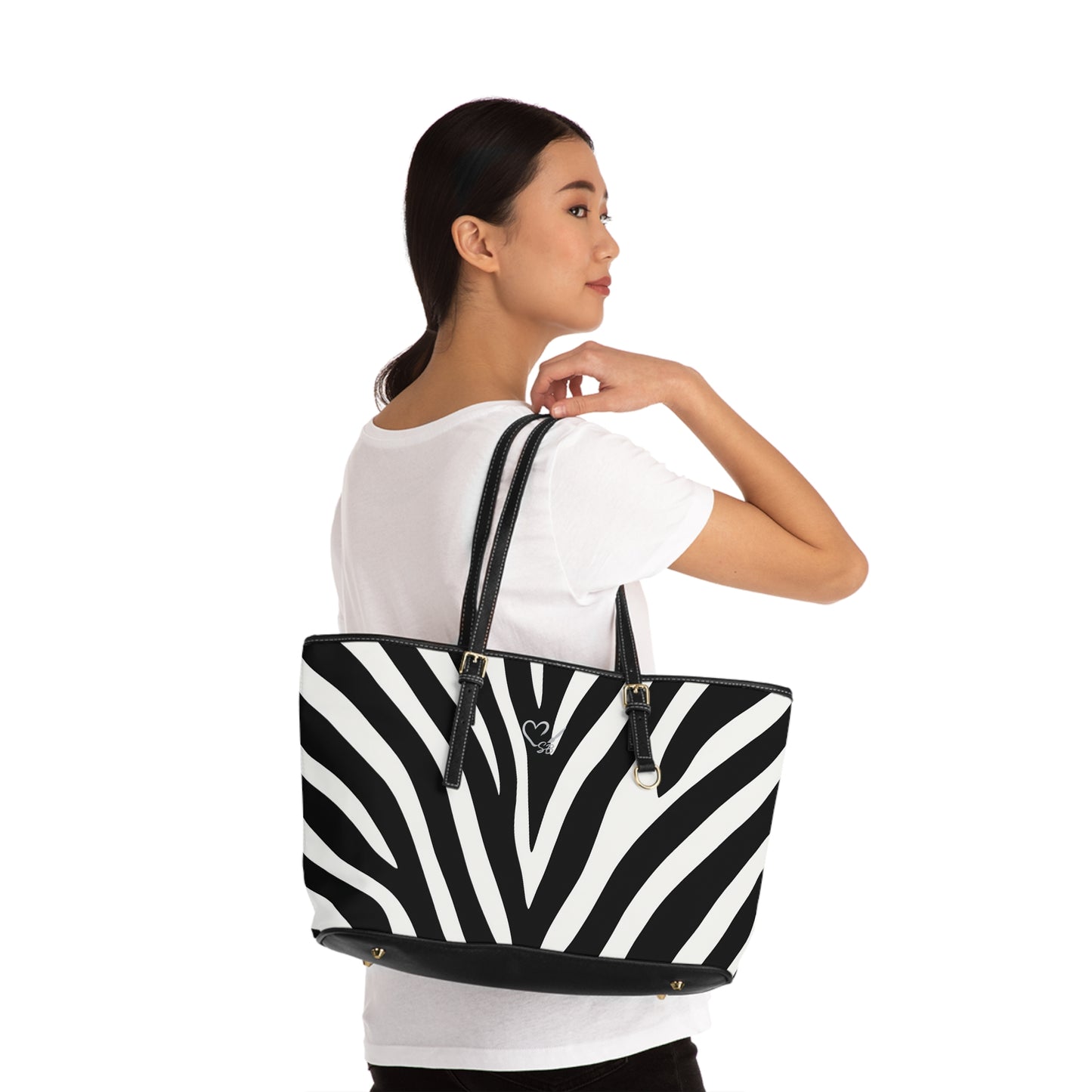 Zebra Print PU Leather Shoulder Bag – Black & White Tote for Everyday Style