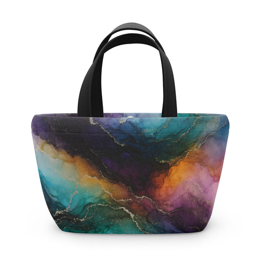 Stella-Abstract Collection-Stylish Multi colored Abstract Marble Lunch Bag – Insulated Tote for Work, School, Picnics, Eco-Friendly Gift, Trendy Storage Solution