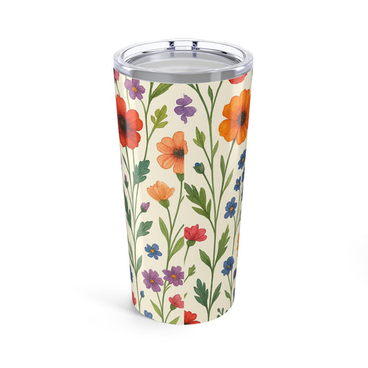 20oz Floral Tumbler - Colorful Wildflower Insulated Travel Cup