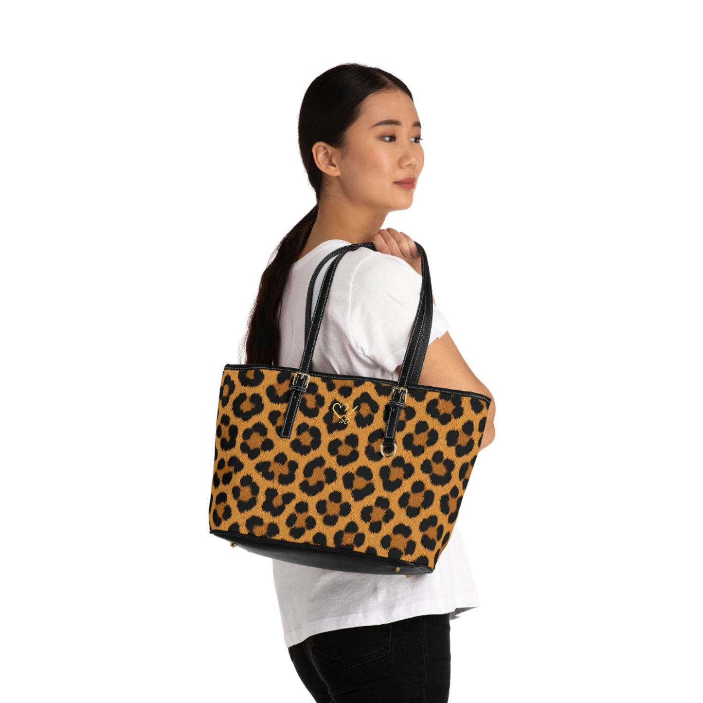 Leopard Print PU Leather Shoulder Bag — Chic Animal Print Tote