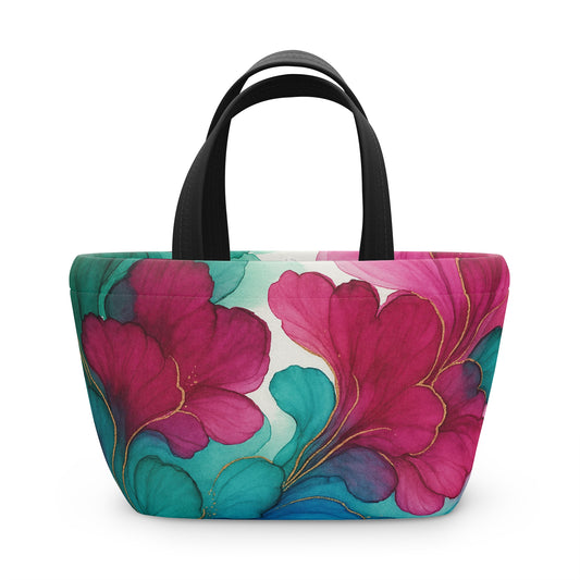 Crimson Sylish Floral Lunch Bag from the Artistic Collection– Insulated Tote for Work, School, Picnics, Eco-Friendly Gift, Trendy Storage Solution