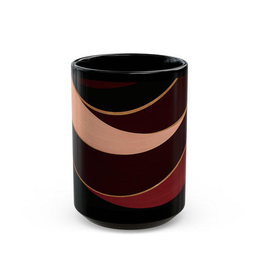 Rose Alloy- Soulful Collection — Modern Coffee Cup with Burgundy & Rose Gold Waves