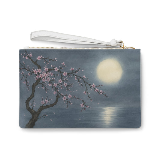 Moonlit Cherry Blossom Clutch Bag — Evening Floral Wristlet