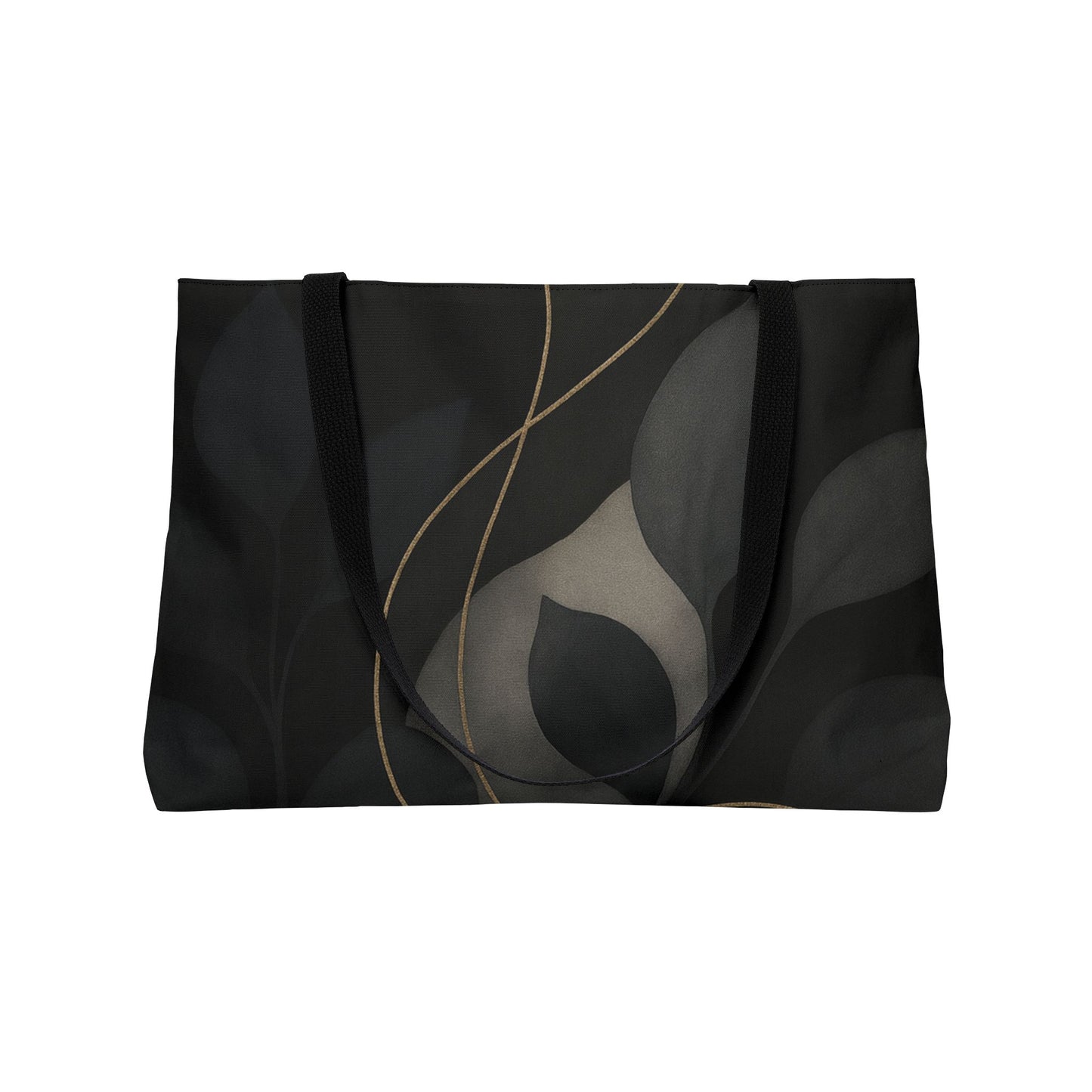 Shirley-2025 Artisan Luxe Collection-Weekender Tote — Elegant Black Leaf & Gold Vine Travel Bag