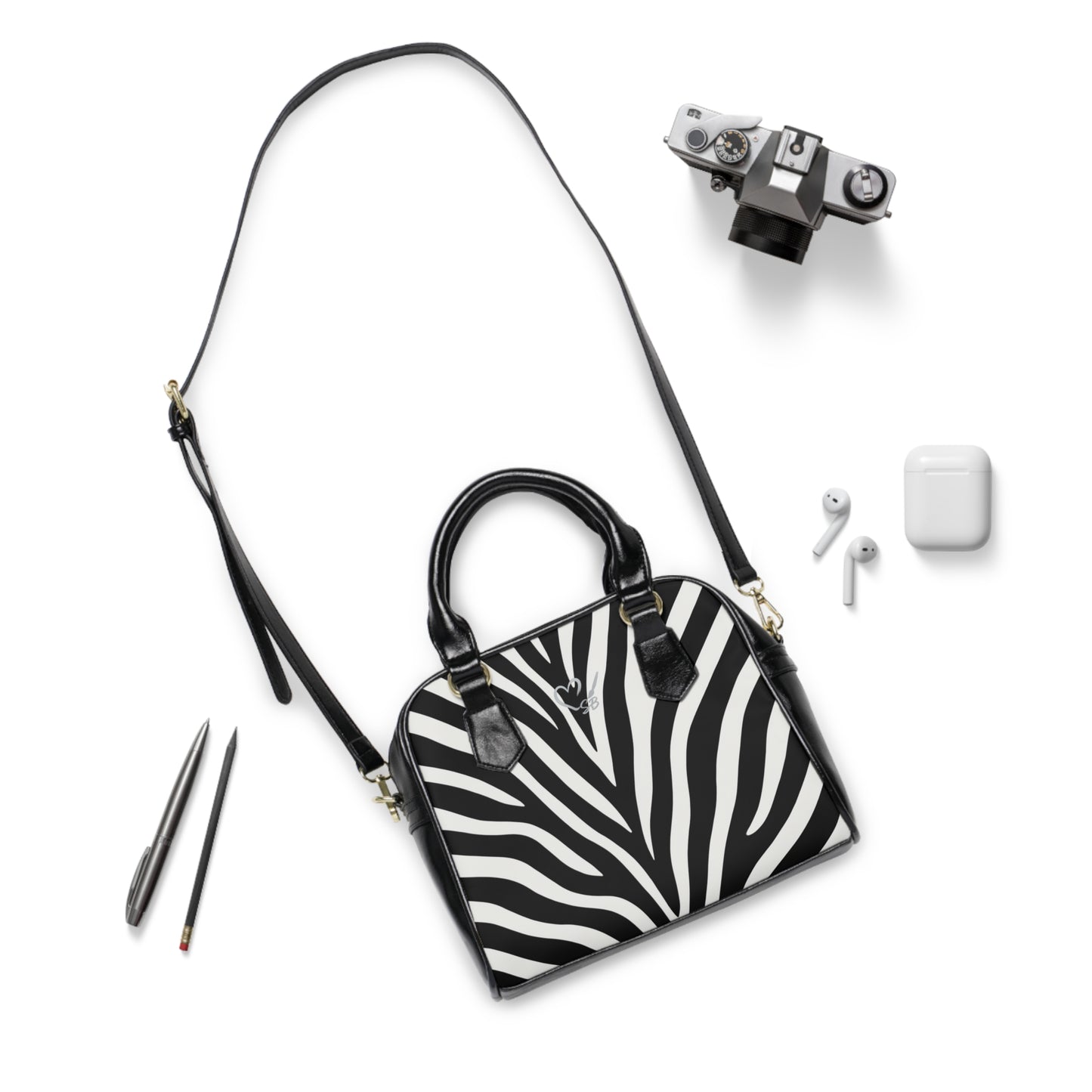 Zebra Print Shoulder Handbag — Black & White Chic Animal-Print Purse