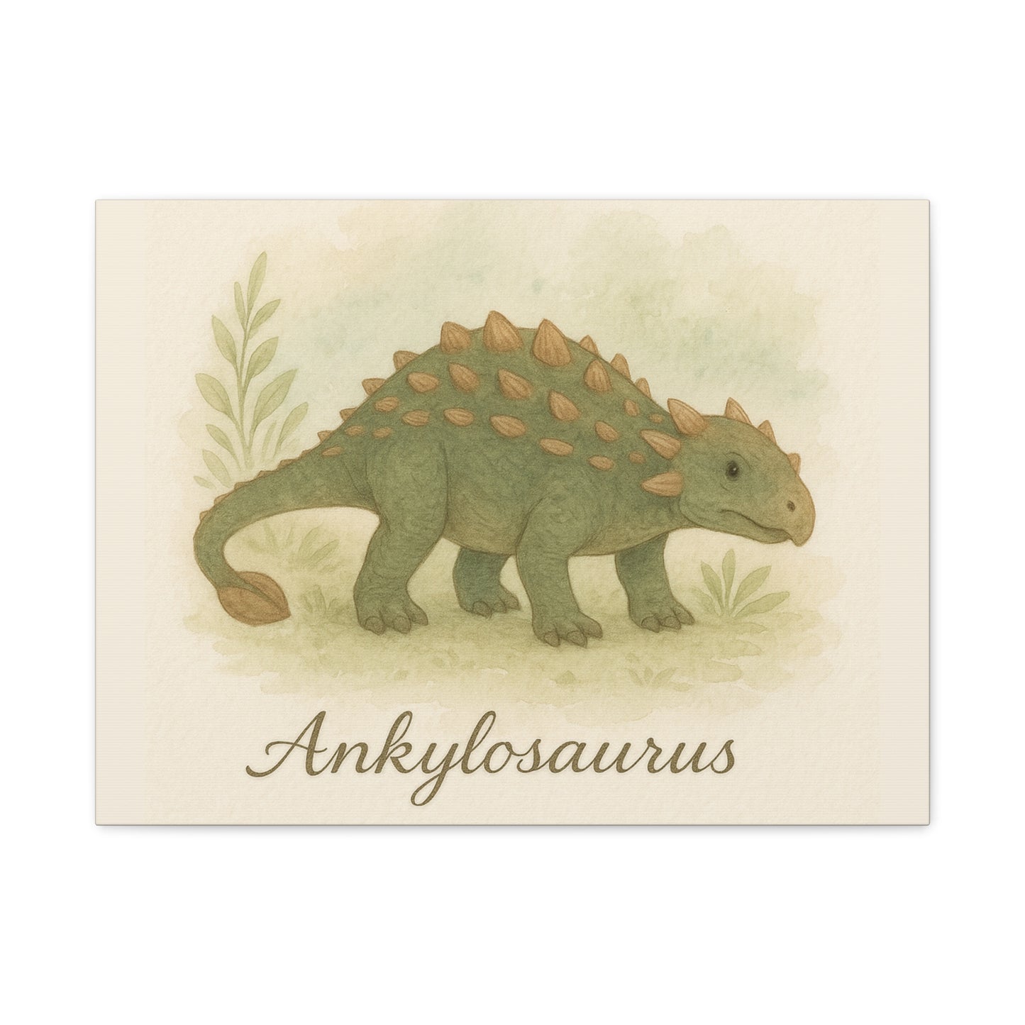 Ankylosaurus Canvas Wall Art – Nursery Dinosaur Print, Baby Room Decor