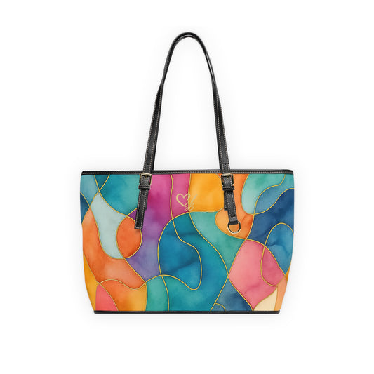 Vicky-2025 Artisan Luxe Collection-  PU Leather Shoulder Bag – Vibrant Stained-Glass Tote