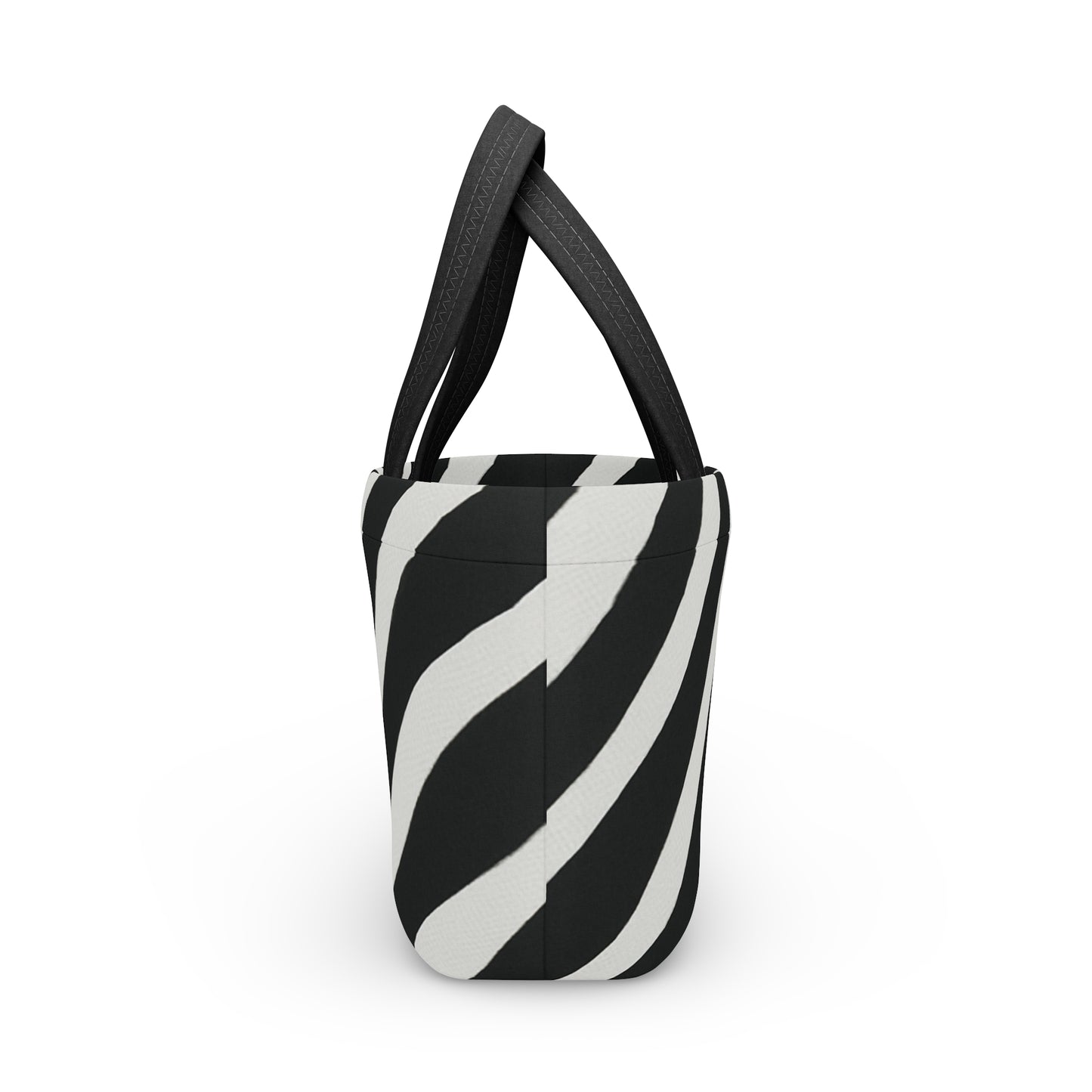 Zebra Print Lunch Bag — Insulated Black & White Animal Stripe Tote