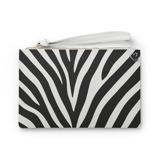Zebra Stripe Clutch Bag – Black & White Animal Print Wristlet