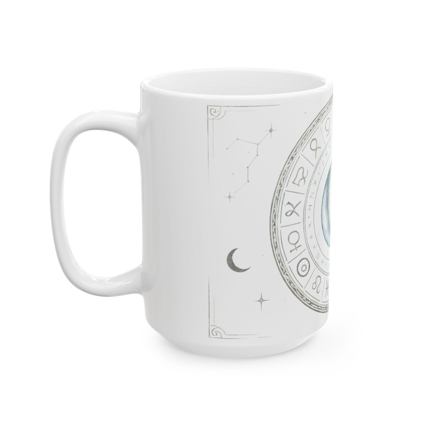 Stellar Nova White Mug — Celestial Astrology Ceramic Coffee Cup (11oz/15oz)