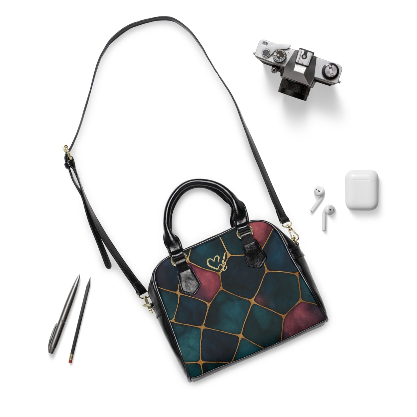 Jada-2025 Artisian Collection- Geometric Shoulder Handbag – Stained Glass Mosaic Pattern