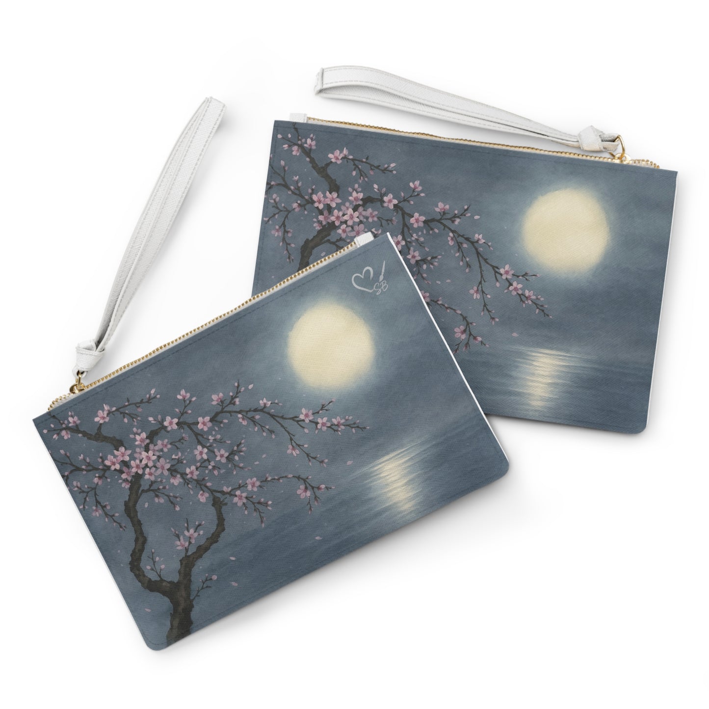 Moonlit Cherry Blossom Clutch Bag — Evening Floral Wristlet