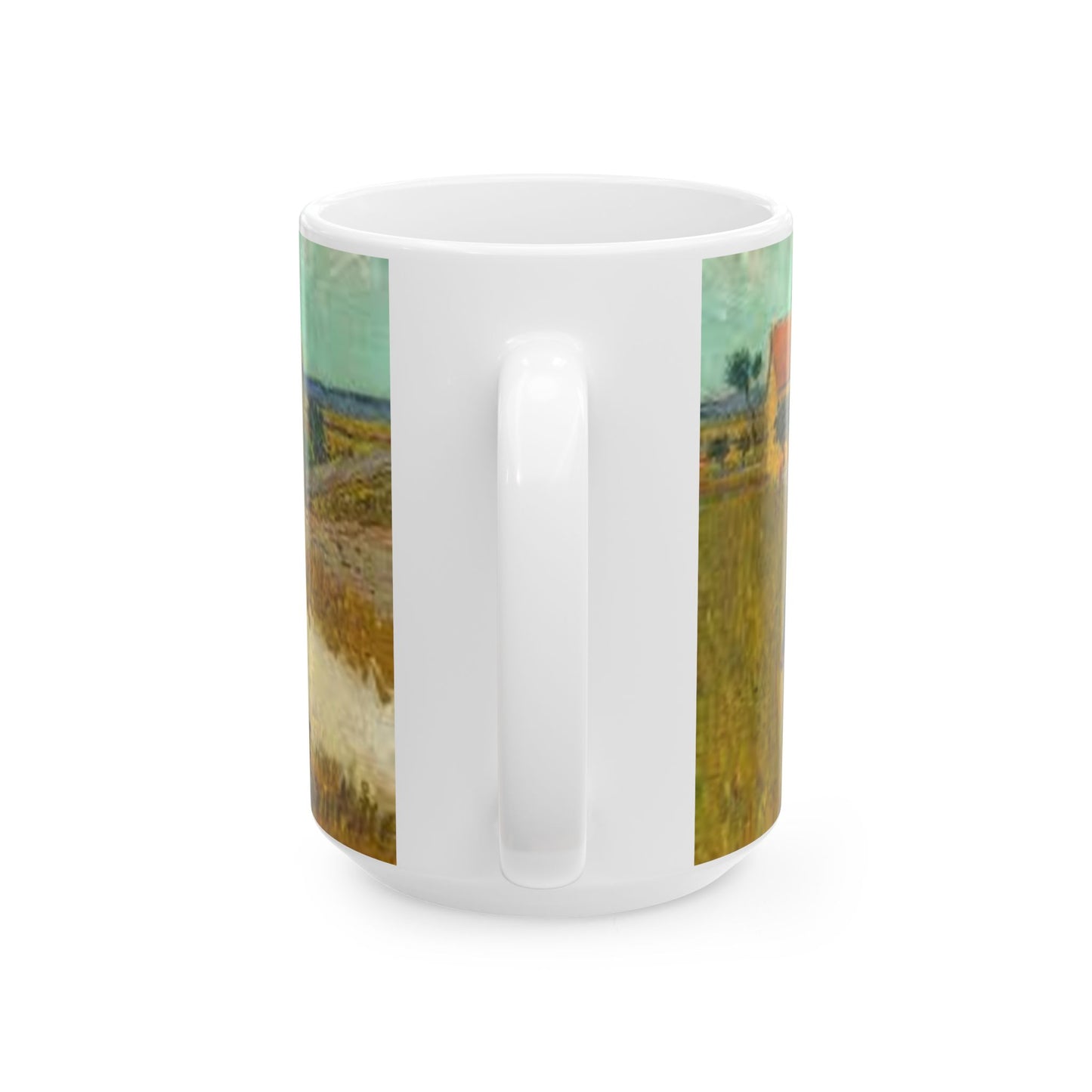 Van Gogh Landscape 2-Echoes of the Masters- Ceramic Mug — Serene Meadow & Sky Coffee Cup (11oz, 15oz)