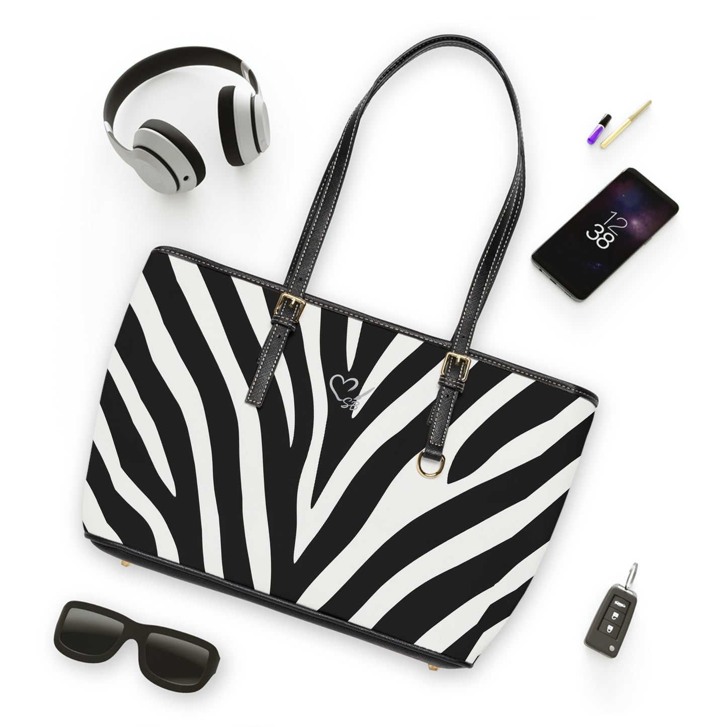 Zebra Print PU Leather Shoulder Bag – Black & White Tote for Everyday Style