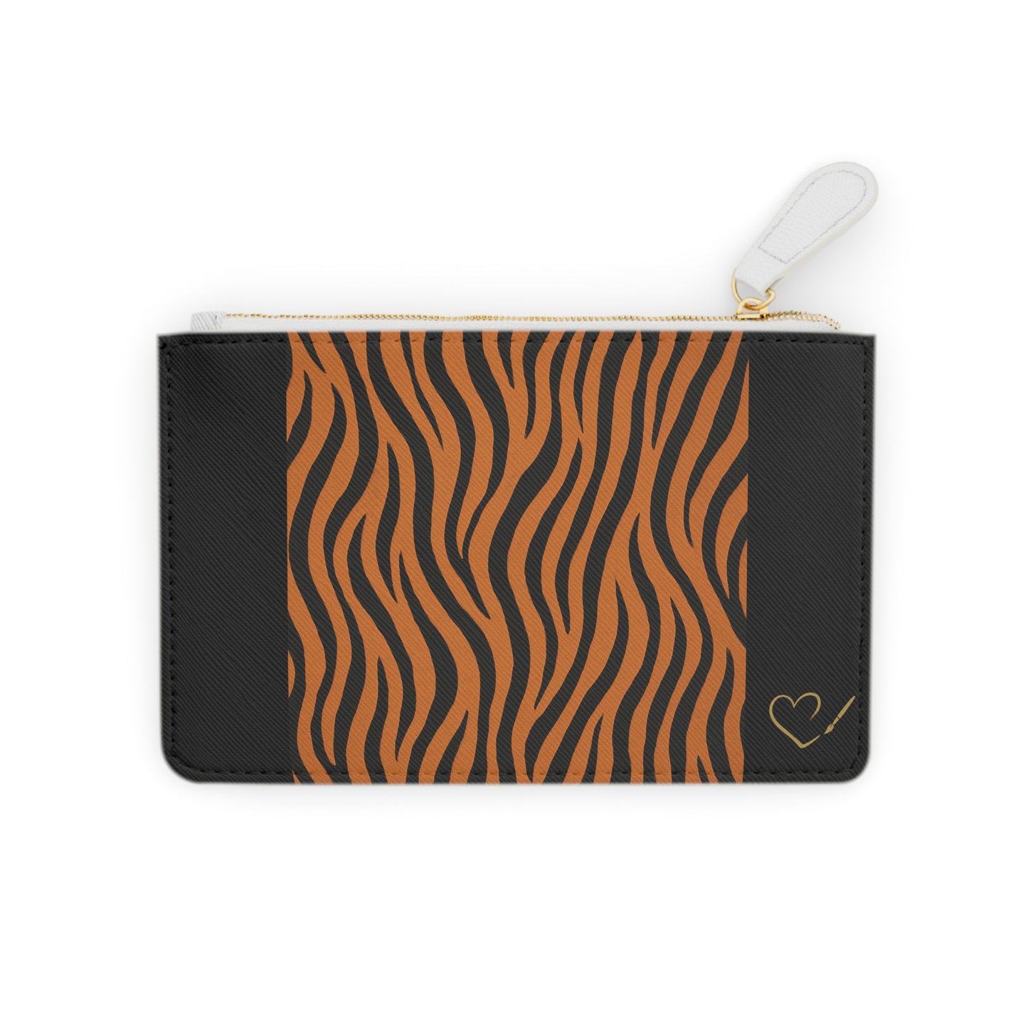 Tiger Stripe Mini Clutch Bag — Small Zip Wristlet with Orange & Black Animal Print
