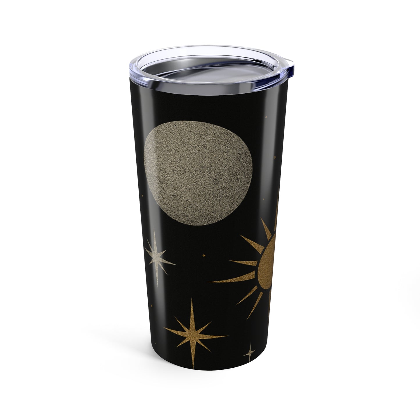 Celestial Night 20oz Tumbler — Gold Moon & Stars Insulated Travel Cup