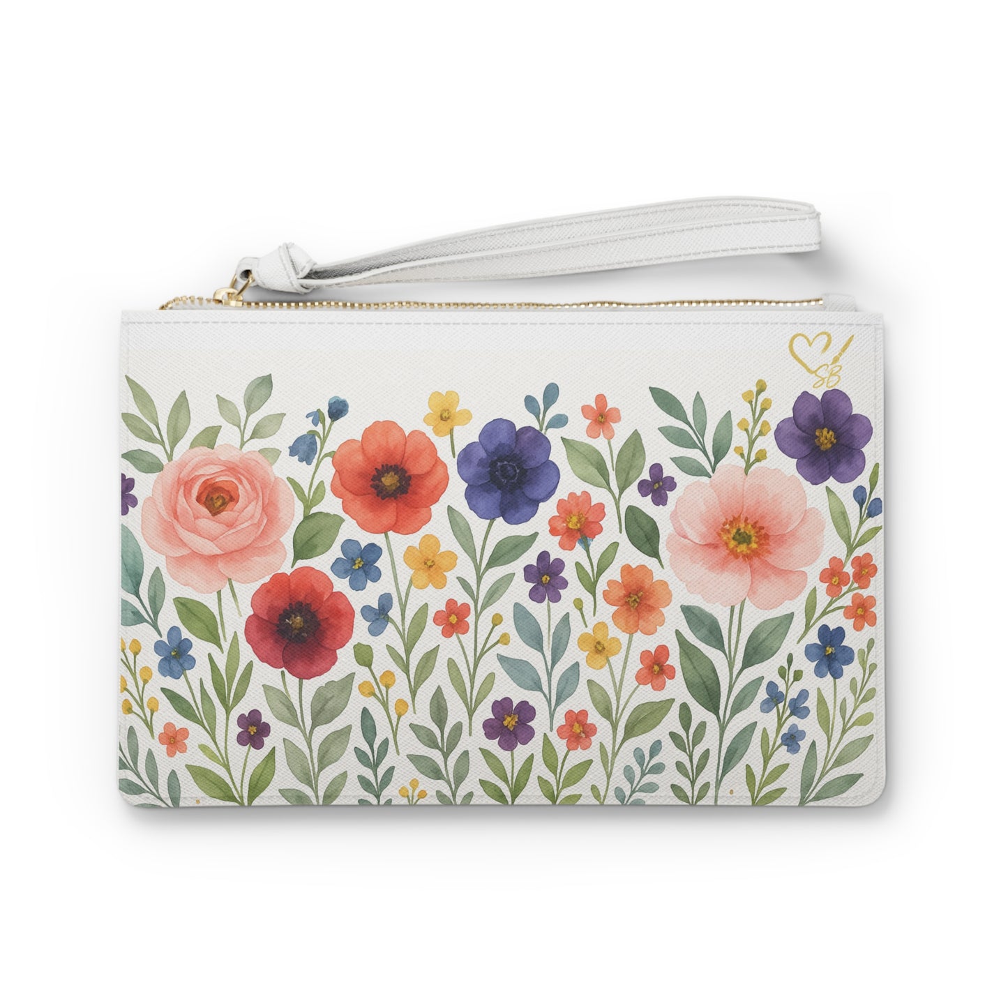 Floral Field Clutch Bag — Watercolor Wildflower Wristlet
