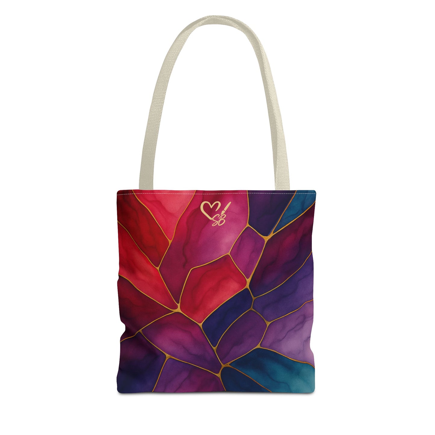 Shelby-2025 Artisan Luxe Collection-Tote Bag — Jewel-Tone Stained Glass Floral Pattern Tote