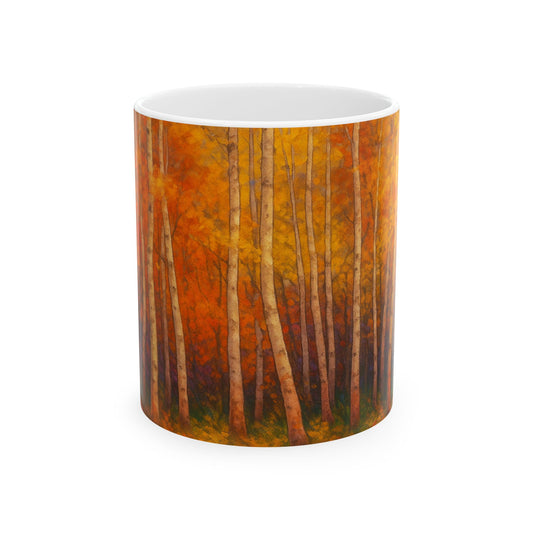 Autumn Forest Ceramic Mug - Echoes of the Masters collection-Cozy Coffee Cup for Nature Lovers