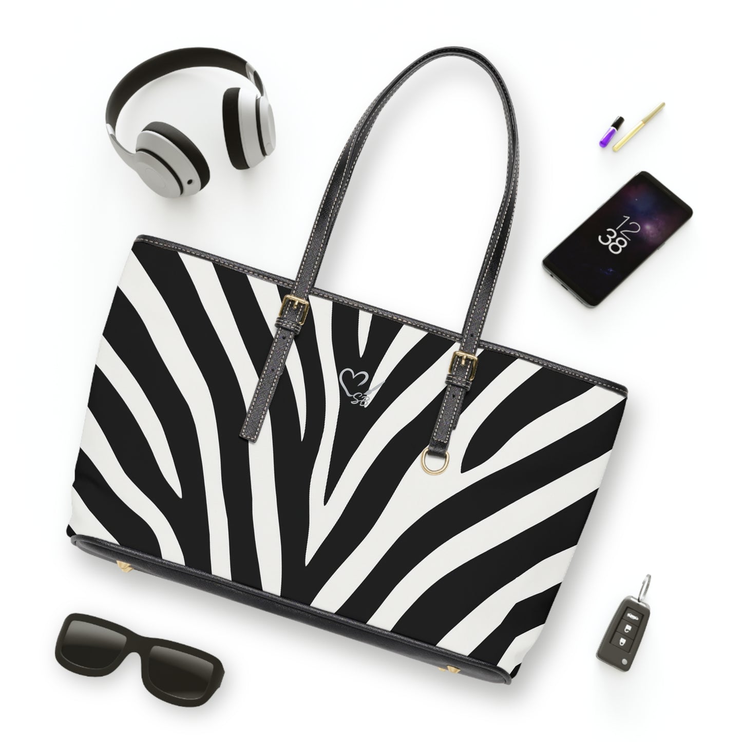 Zebra Print PU Leather Shoulder Bag – Black & White Tote for Everyday Style