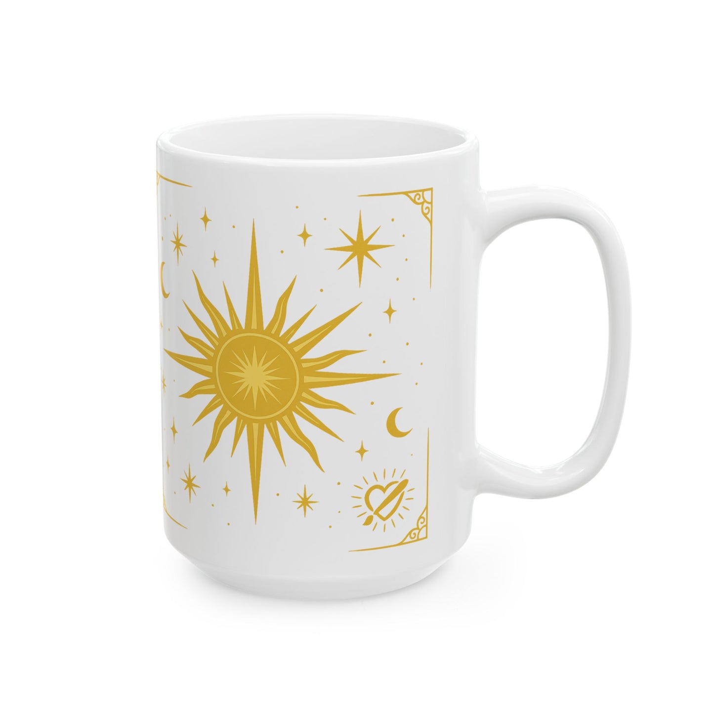 Duo Astrology Moon & Sun Ceramic Mug — Celestial Tarot-Inspired Coffee Cup (11oz/15oz)