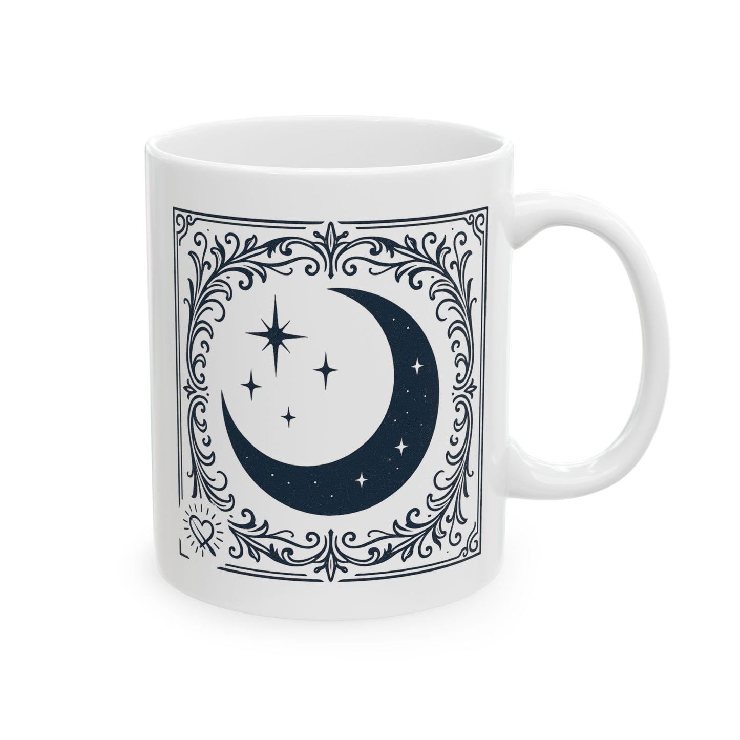 Mystic Moon Ceramic Mug 2— Vintage Crescent Moon & Stars Coffee Cup (11oz/15oz)