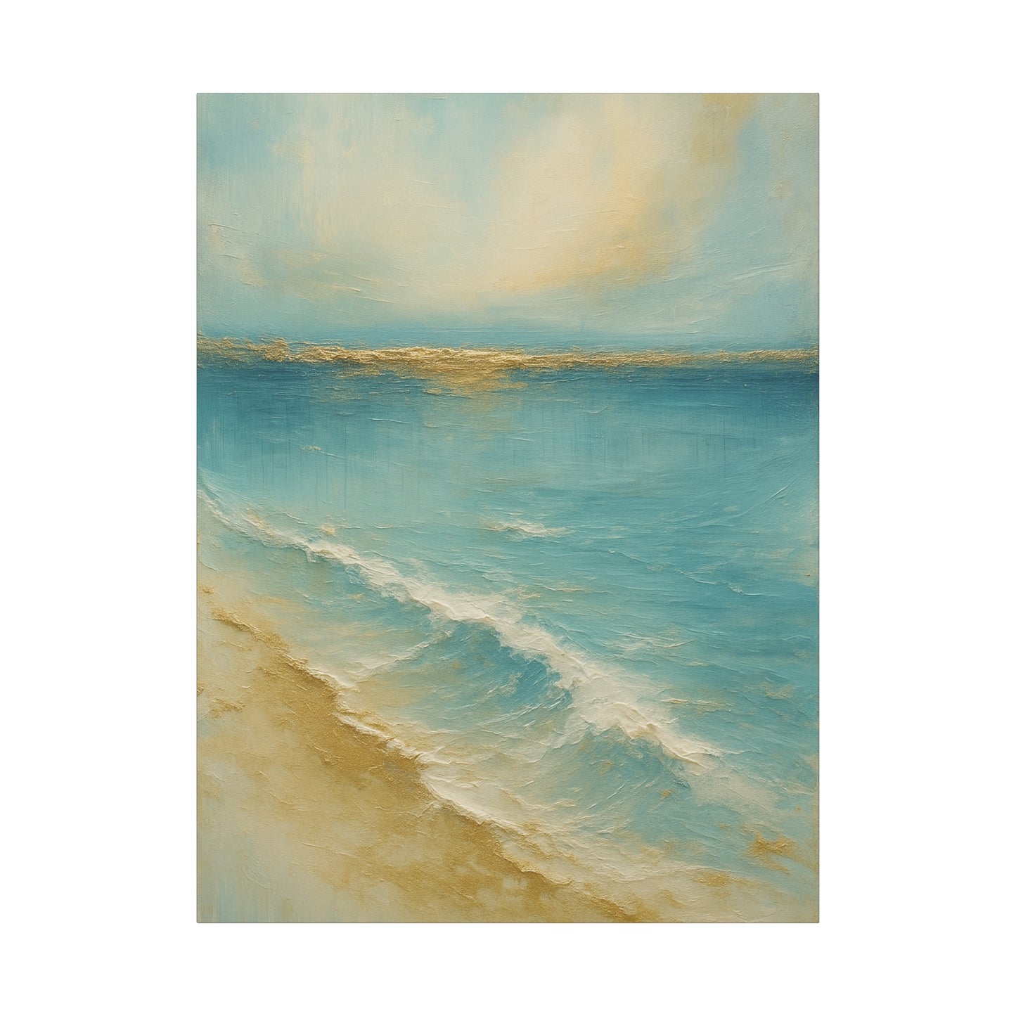 Golden Horizon-Gold Coast Collsection=Matte Canvas Wall Art — Ocean Beach Landscape, Stretched 1.25"