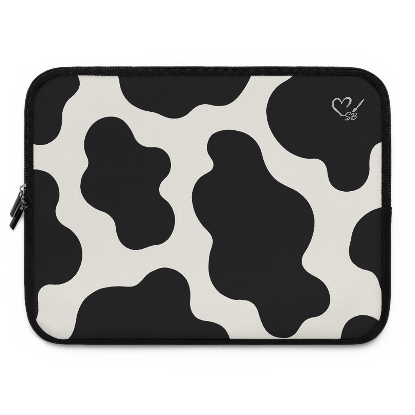 Cow Print Laptop Sleeve — Black & White Protective Neoprene Case