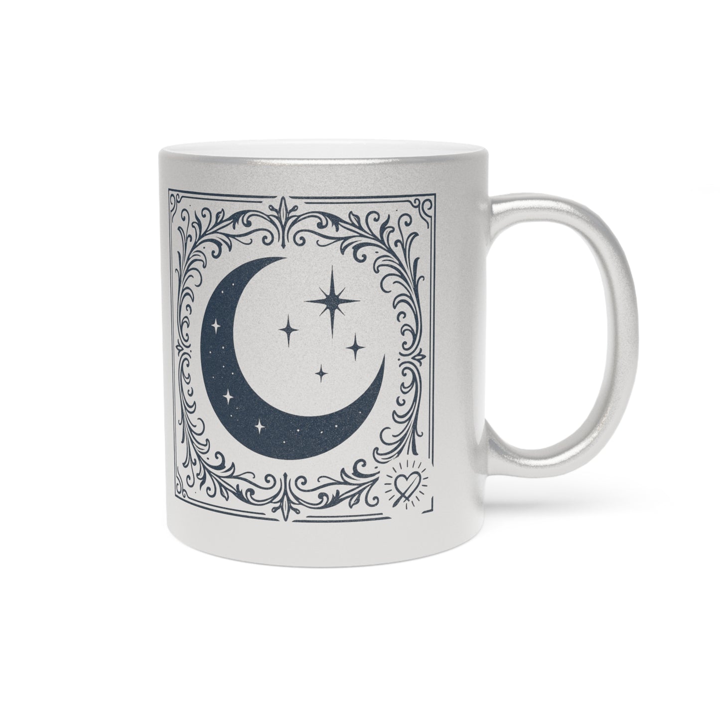 Metallic Waxing and Waining Moon Mug — Silver/Gold Celestial Coffee Cup