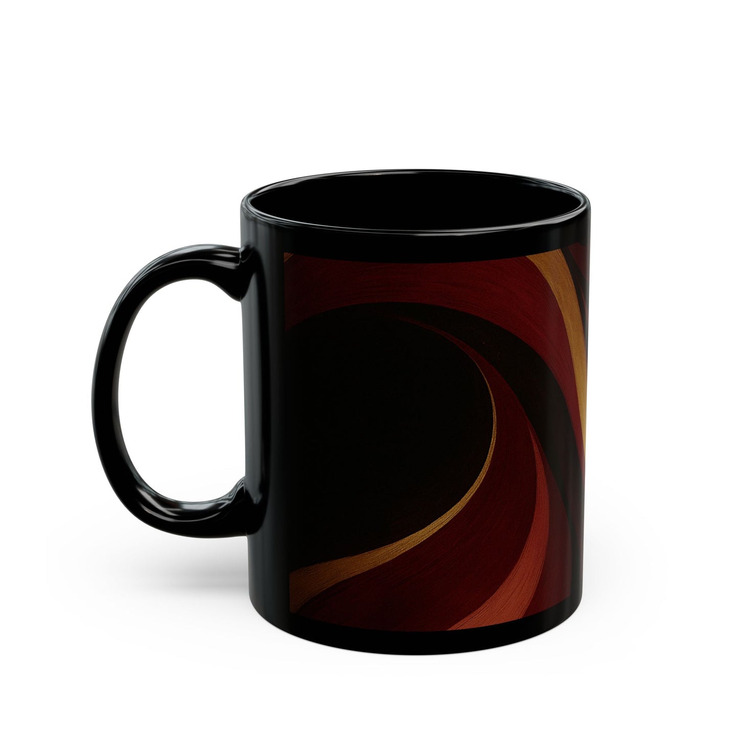 Rose Alloy 4-Soulful Collection-Red & Gold Swirl Black Coffee Mug — 11oz/15oz