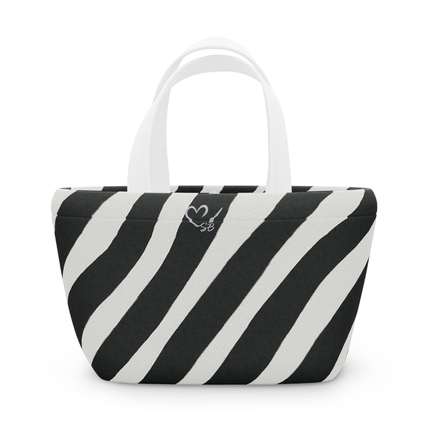 Zebra Print Lunch Bag — Insulated Black & White Animal Stripe Tote