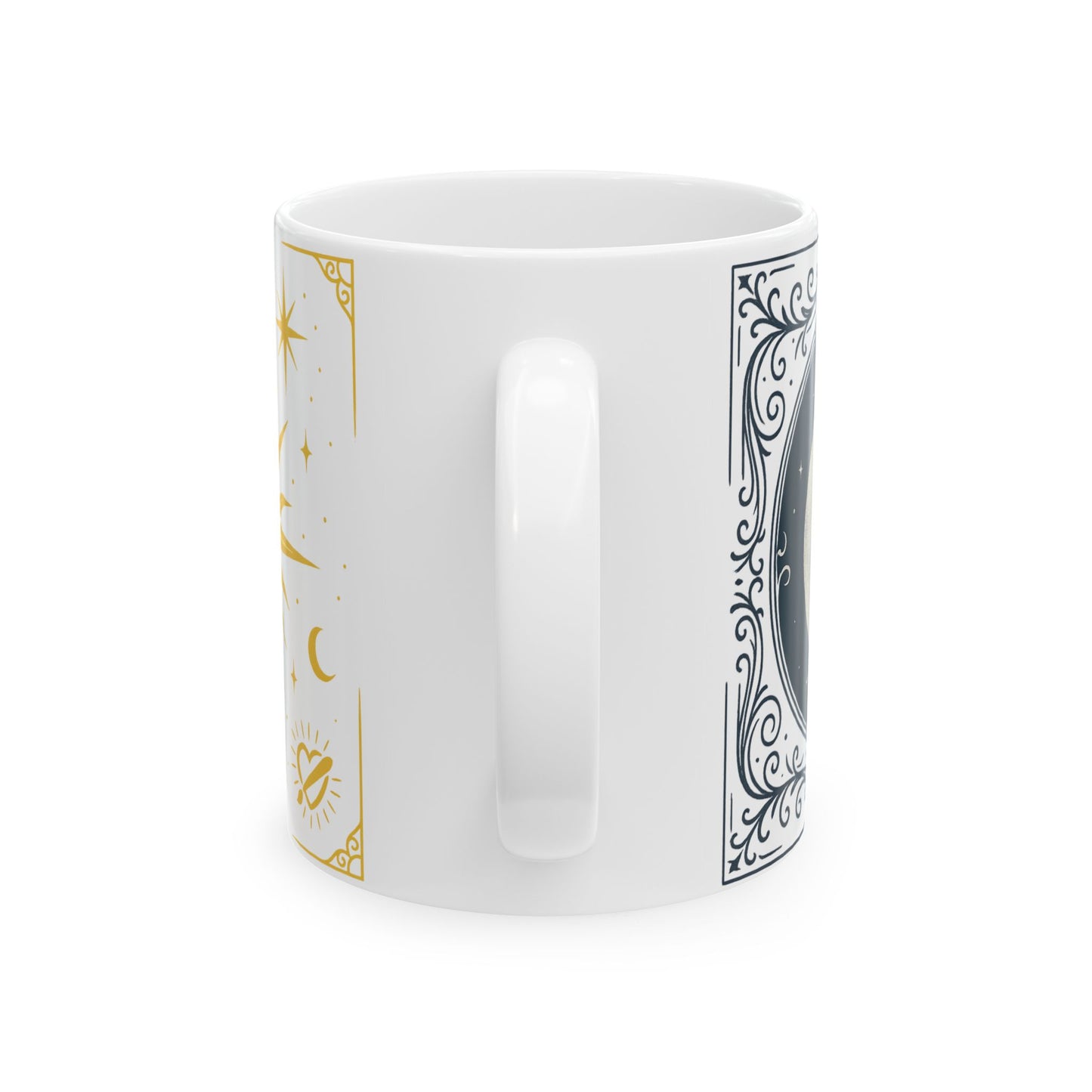 Duo Astrology Moon & Sun Ceramic Mug — Celestial Tarot-Inspired Coffee Cup (11oz/15oz)