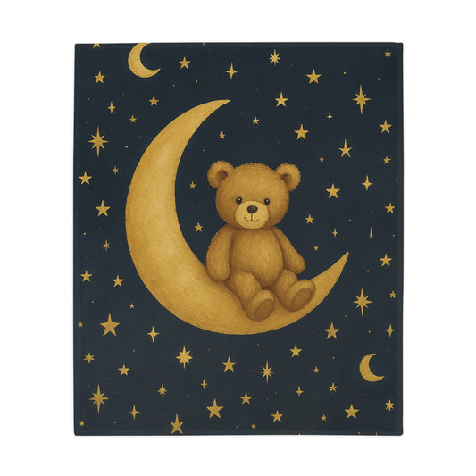 To the Moon Velveteen Plush Blanket — Celestial Dreams-Cozy Starry Night Baby Throw