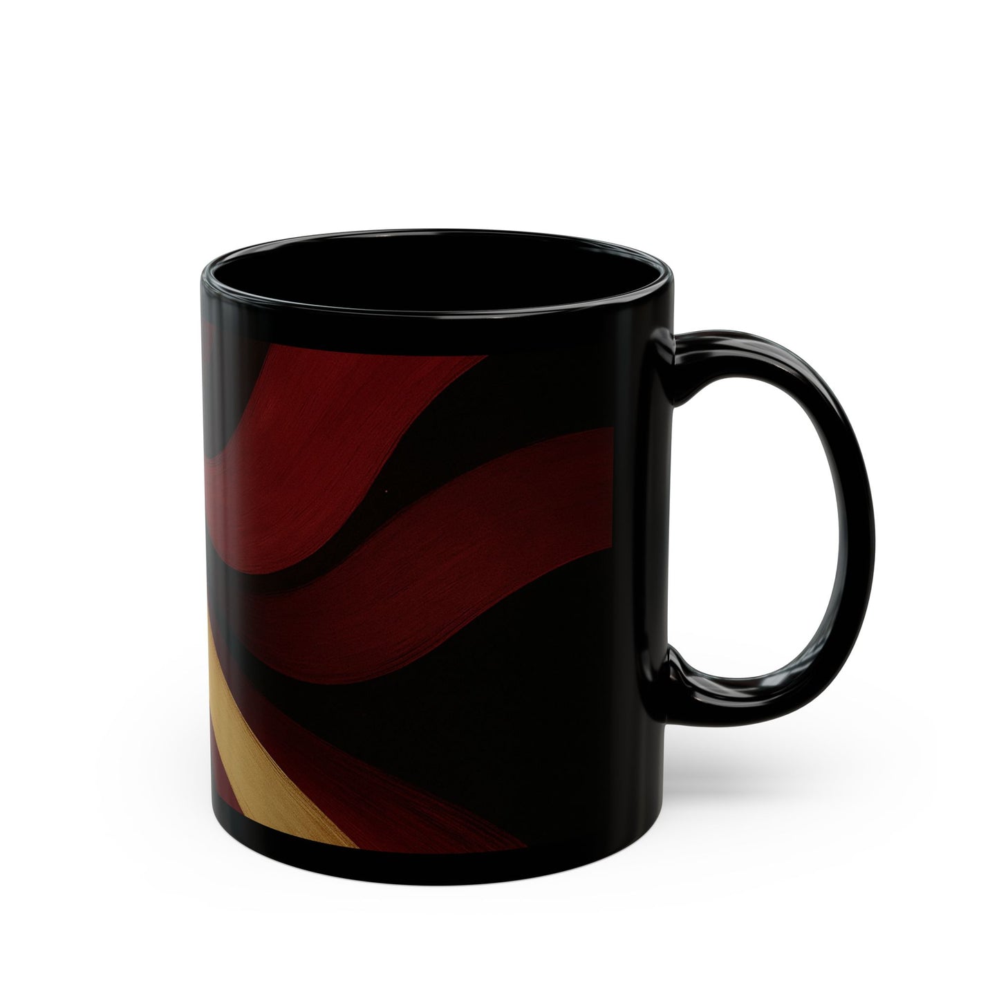 Rose Alloy 4-Soulful Collection-Red & Gold Swirl Black Coffee Mug — 11oz/15oz
