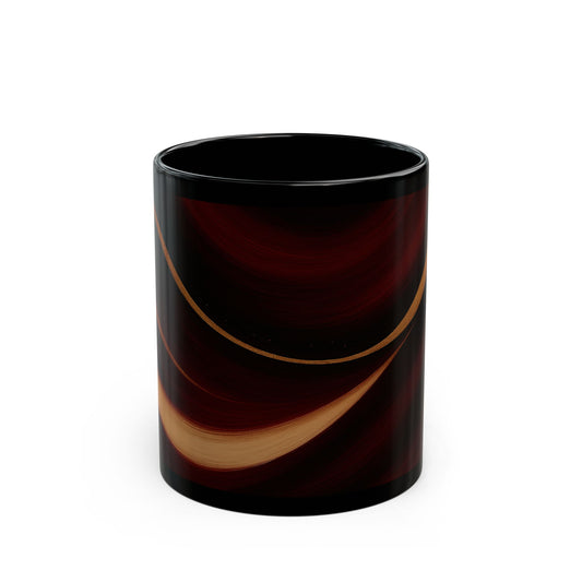 Rose Alloy 3-Soulful Collection-Black Ceramic Mug with Elegant Burgundy & Gold Swirl — 11oz/15oz