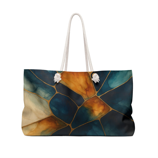 Lissette-2025 Artisan Luxe Collection-Weekender Bag — Teal & Amber Travel Tote