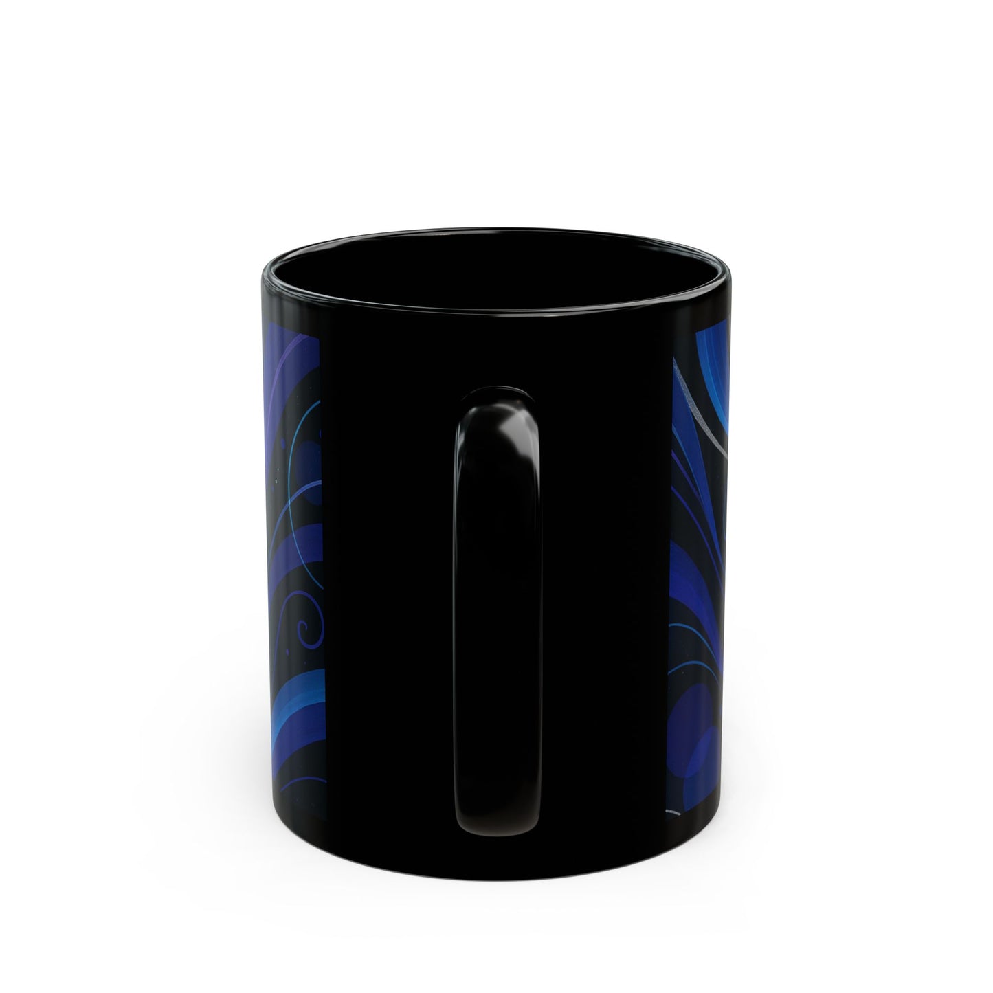 Midnight Bloom 2-Soulful Collection -Black Ceramic Mug — Swirl Coffee Cup (11oz & 15oz)