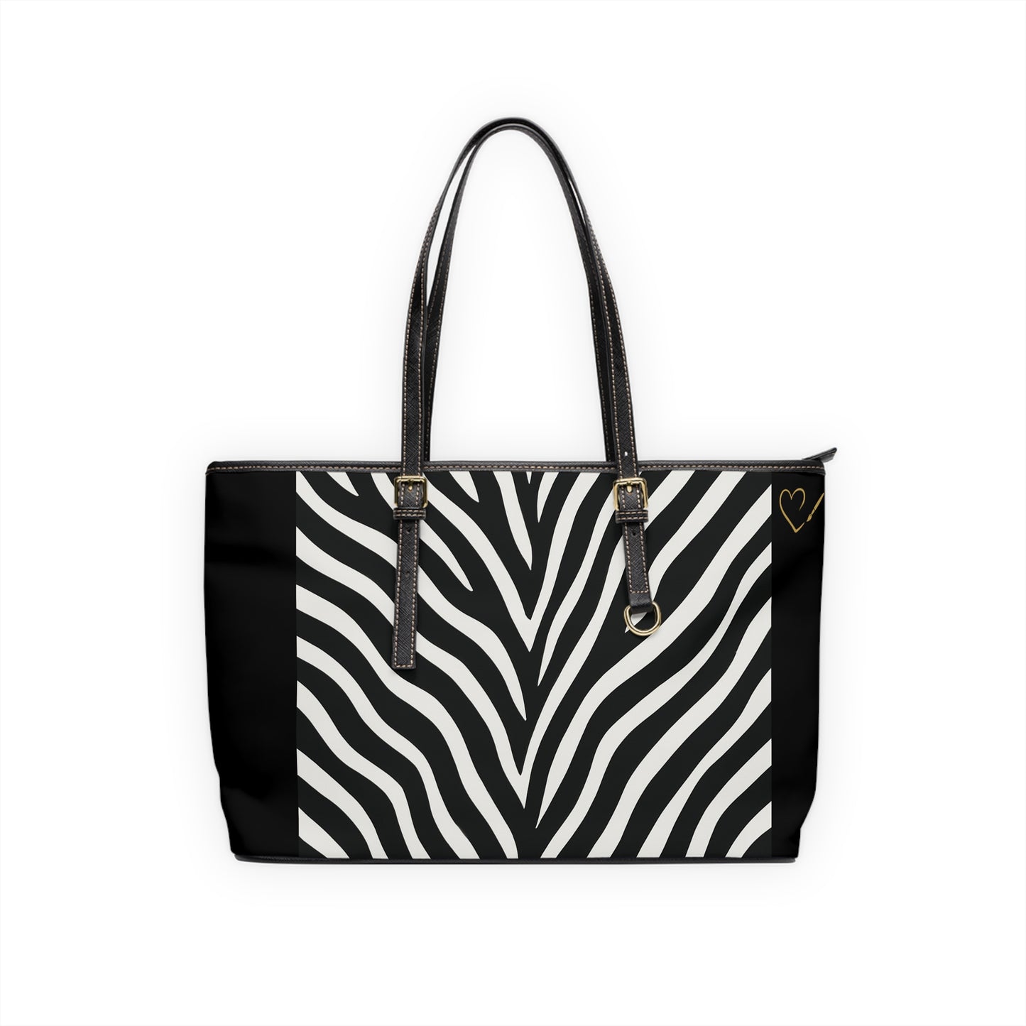 Zebra Print PU Leather Shoulder Bag — Black & White Animal Print Tote