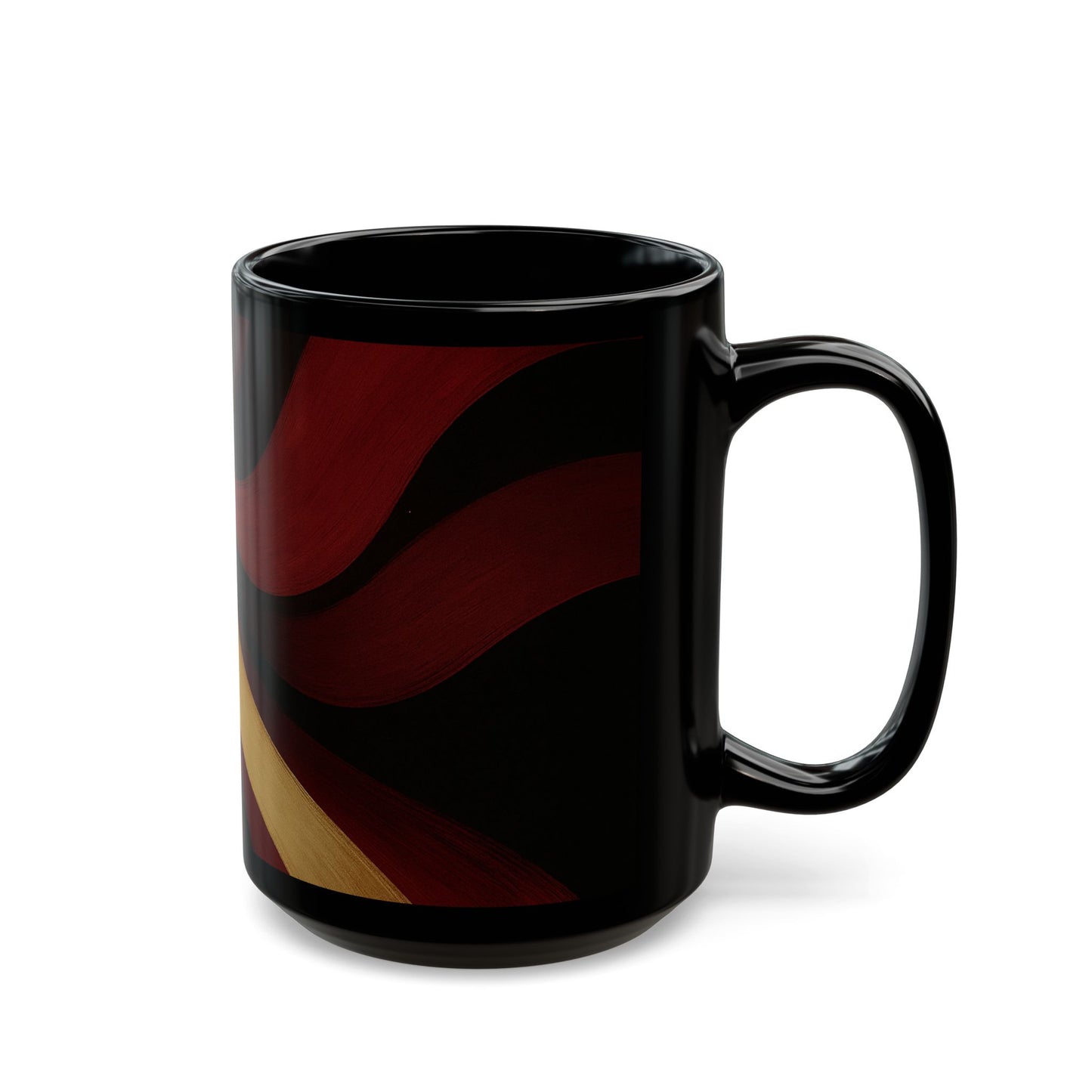 Rose Alloy 4-Soulful Collection-Red & Gold Swirl Black Coffee Mug — 11oz/15oz