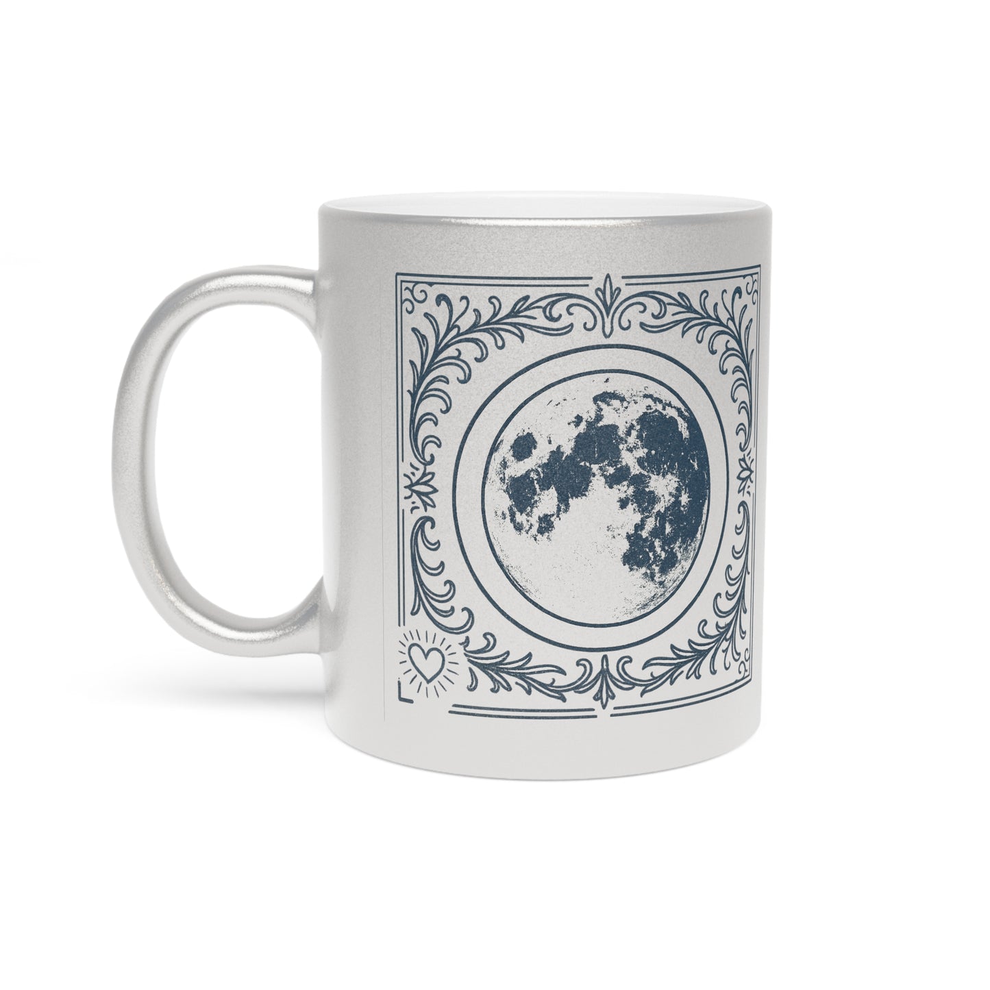 Metallic Waxing and Waining Moon Mug — Silver/Gold Celestial Coffee Cup